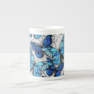 Tasse En Porcelaine Composition des White and Blue Butterflies
