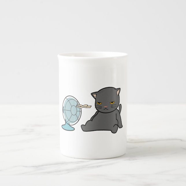 Tasse En Porcelaine conception de chats d'été devant ventilateur | con (Devant)