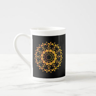 Tasse En Porcelaine Conception de mandala unique doré-95747