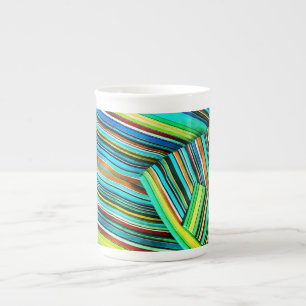Tasse En Porcelaine Conception d'illusion de ligne verte