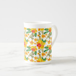 Tasse En Porcelaine Conception d'orchidées à l'aquarelle 9