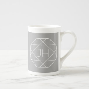 Tasse En Porcelaine Cool monogram, style vibe   Grey & White