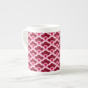 Tasse En Porcelaine Coquilles chinoises déco, vin de Bourgogne et rose