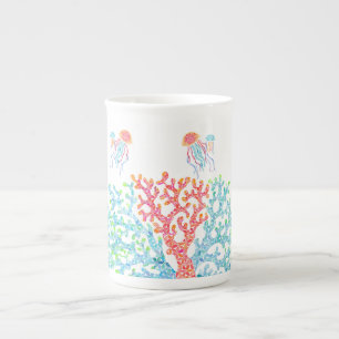 Tasse En Porcelaine Corail et méduse