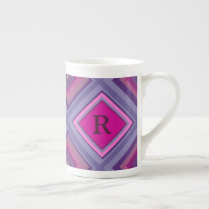 Tasse En Porcelaine Couche de Motif de diamant rose violet initial Mon