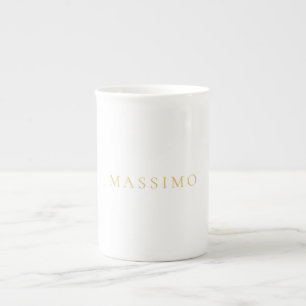 Tasse En Porcelaine Couleur Or Nom Propre Décoratif Chic Simple