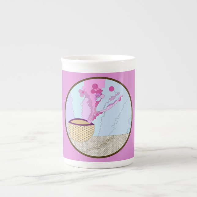 Tasse En Porcelaine Coupe de thé Chine os avec thé Steamer Art Design (Devant)