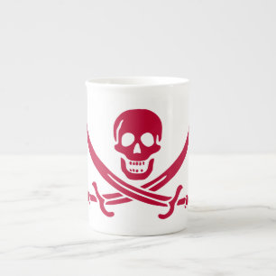 Tasse En Porcelaine Crâne et épées de Crimson Drapeau pirate de Calico