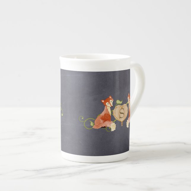 Tasse En Porcelaine Créatures animales boisées, renard n vignes Nouvea (Devant droit)