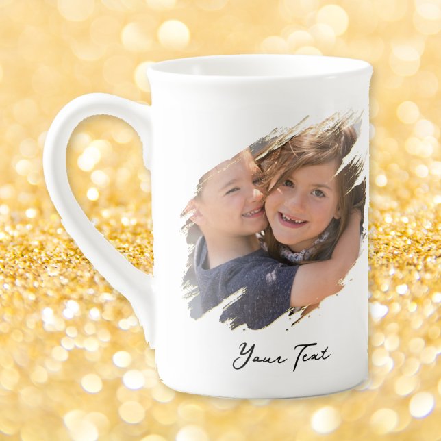 Tasse En Porcelaine Créer un texte photo personnalisé Thé Café (Create Custom Personalized Photo Text Tea Coffee Bone China Mug)