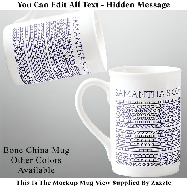 Tasse En Porcelaine Créez votre propre message long caché 148BW (Créateur téléchargé)