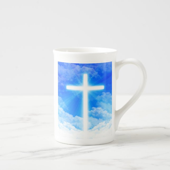 Tasse En Porcelaine Croix de lumière Jésus-Christ chrétien personnalis (Droite)