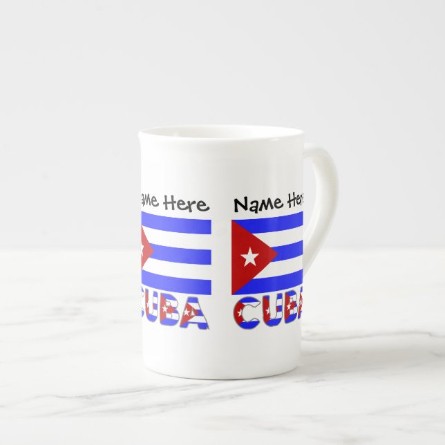 Tasse En Porcelaine Cuba Drapeau bleu clair Cubain Personnalisé (Devant droit)