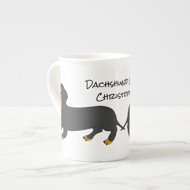 Tasse En Porcelaine Dachshund Design personnalisé (Devant gauche)