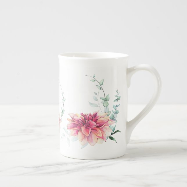 Tasse En Porcelaine Dahlia Mystique Aquarelle Os Chine Musique (Droite)