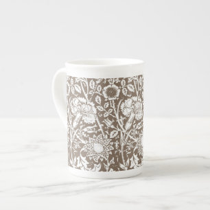 Tasse En Porcelaine Damas Art Nouveau Œillet, Taupe et Blanc