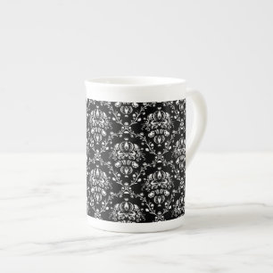 Tasse En Porcelaine Damas noir et blanc