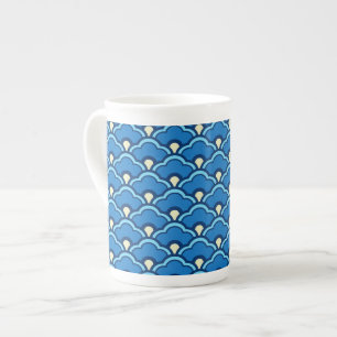 Tasse En Porcelaine Déco pétoncles chinois, bleu océan et Indigo