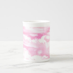 Tasse En Porcelaine Décor Clair Rose Élégant Nuages
