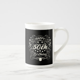 Tasse En Porcelaine Decorative ornamental Happy 50th Birthday.