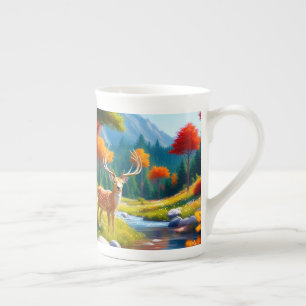 Tasse En Porcelaine Deer d'or debout dans la forêt-987679