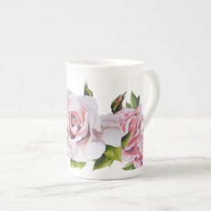 Tasse En Porcelaine Des Roses sculpturaux sur une boule de Chine osseu