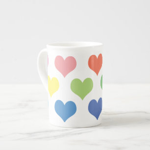 Tasse En Porcelaine Design de coeurs colorés
