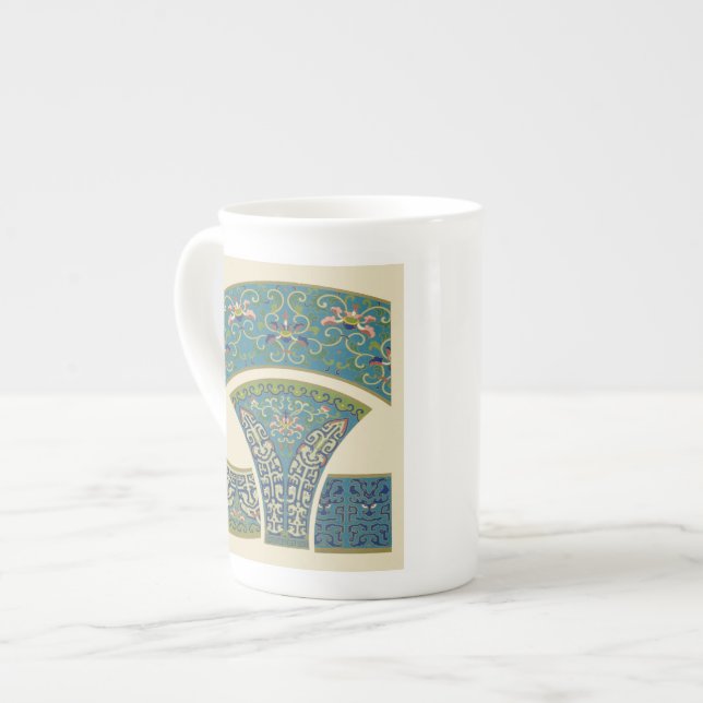 Tasse En Porcelaine Designs orientaux bleus avec facettes souriantes (Devant gauche)