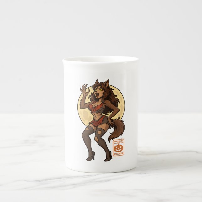 Tasse En Porcelaine Dessin de la fille Werewolf (Devant)