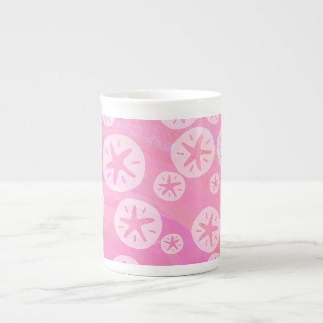 Tasse En Porcelaine Dollar de sable blanc et rose (Devant)