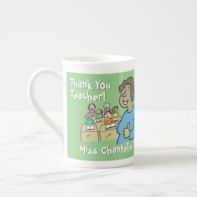 Tasse En Porcelaine Don de l'enseignant. institutrice noire Merci (Gauche)