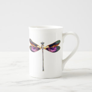 Tasse En Porcelaine Dragonfly en argent, or, violet et noir