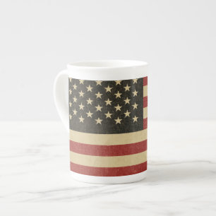 Tasse En Porcelaine Drapeau américain vintage