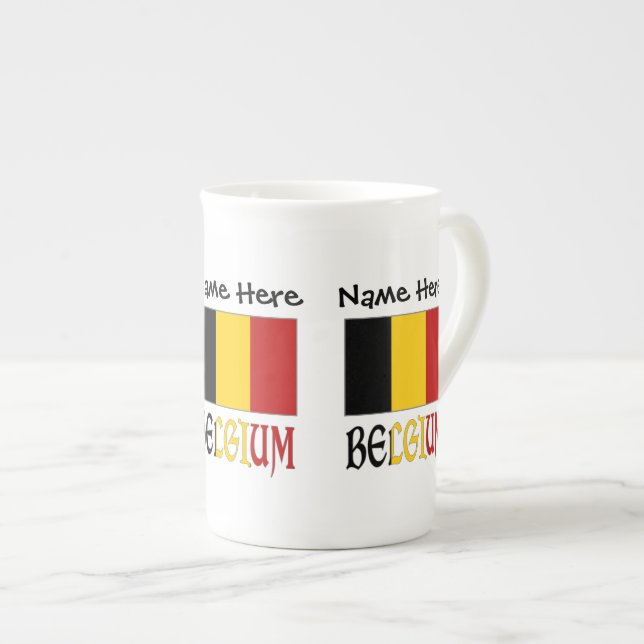 Tasse En Porcelaine Drapeau belge et personnalisé (Devant droit)
