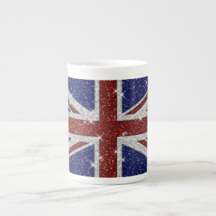 Tasse En Porcelaine Drapeau brillant d'Union Jack d'étincelle de
