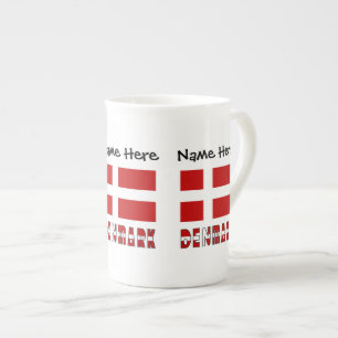 Tasse En Porcelaine Drapeau danois avec votre nom