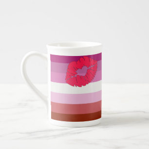 Tasse En Porcelaine Drapeau de fierté lesbienne lipstick SlipperyJoe f