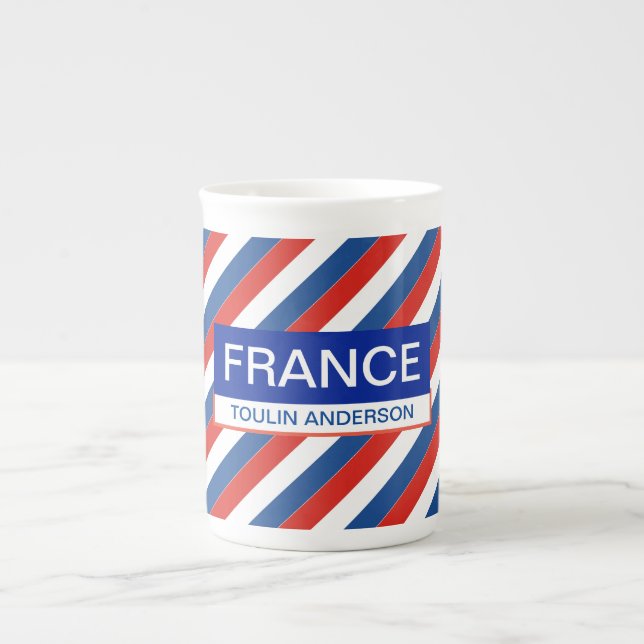 Tasse En Porcelaine Drapeau de France patriotique personnalisé (Devant)