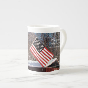 Tasse En Porcelaine Drapeau De Grange Rappels Patriotiques Tout Autour