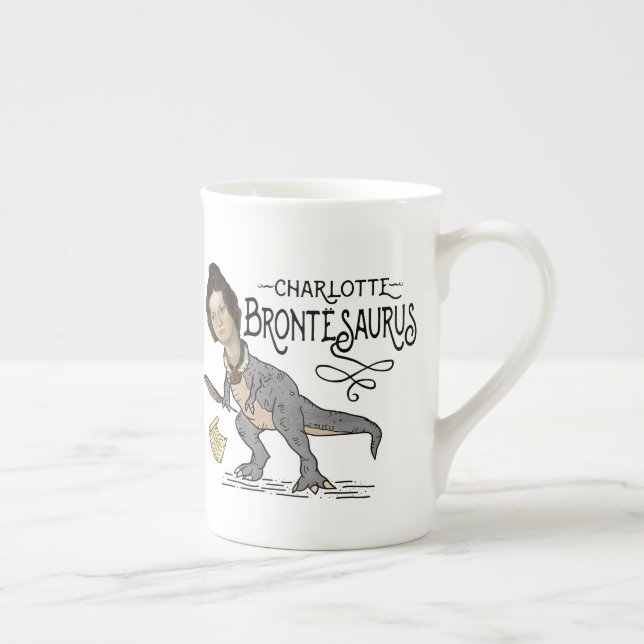 Tasse En Porcelaine Drôle Charlotte Bronte Saurus Dinosaur Lecteur de  (Droite)
