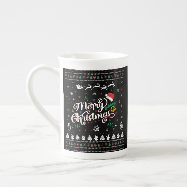 Tasse En Porcelaine Drôle Mauvais Joyeux Noël (Gauche)