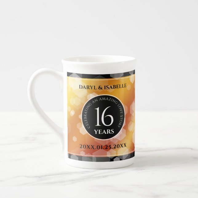Tasse En Porcelaine Élégant 16ème anniversaire de Mariage de Topaz d'o (Gauche)