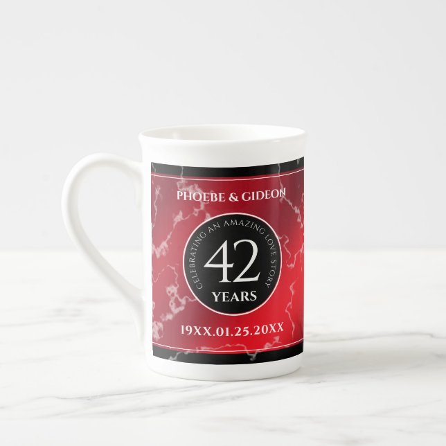Tasse En Porcelaine Élégant 42e anniversaire du Mariage Jasper (Gauche)