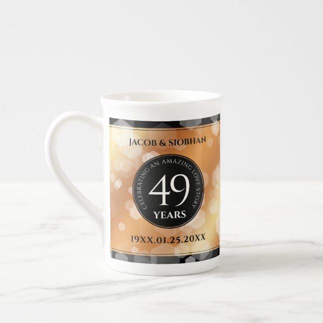 Tasse En Porcelaine Élégant 49ème anniversaire de Mariage de cuivre (Gauche)