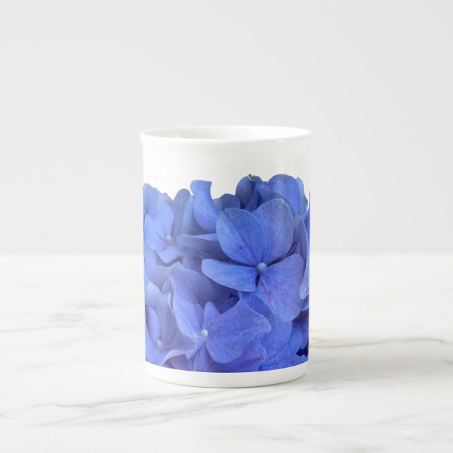 Tasse En Porcelaine Elégant bleu perwinkle hydrangée florale (Devant)