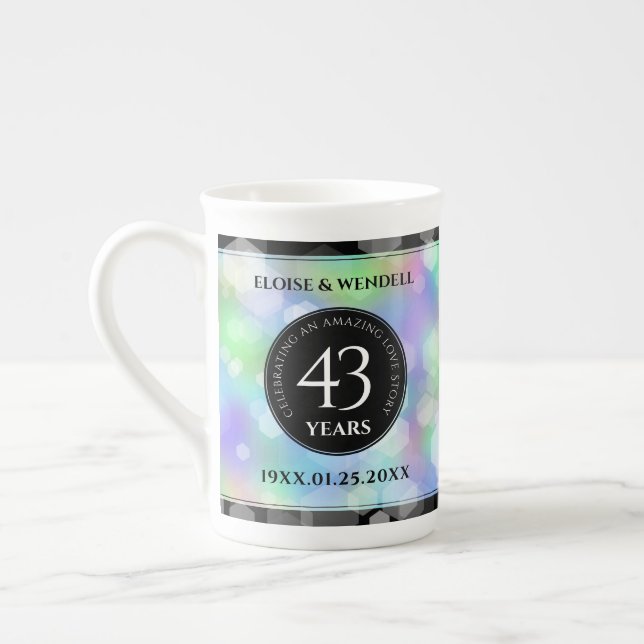 Tasse En Porcelaine Élégante 43ème anniversaire du Mariage Opal (Gauche)