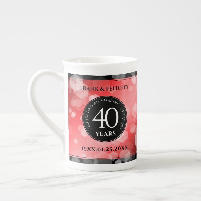 Tasse En Porcelaine Élégante célébration du 40e anniversaire du Mariag (Gauche)