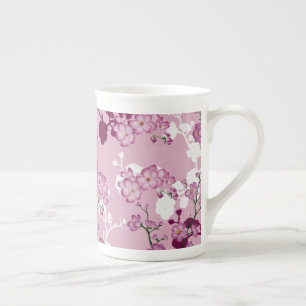 Tasse En Porcelaine Élégante floraison de cerisiers blancs Sakura rose