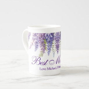 Tasse En Porcelaine Elégante teinte violette glycine florale Best Mom