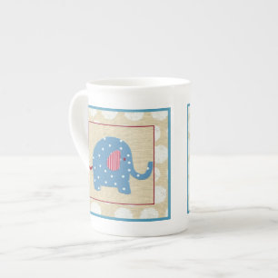 Tasse En Porcelaine Éléphant bleu avec le pois blanc